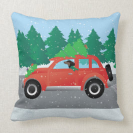 Coussin Dachshund Chien voiture - Arbre de Noël en haut