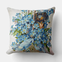 Dachshund et Forget-Me-Nots