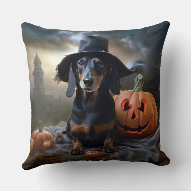Coussin Dachshund Halloween effroi (Verso)