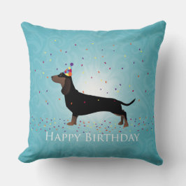 Coussin Dachshund Joyeux Design d'anniversaire