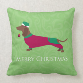 Coussin Dachshund - Joyeux Noël Design