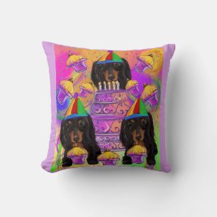 Coussin Dachshund noir à poil long