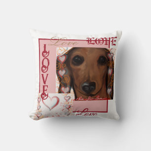 Coussin Dachshund rouge   