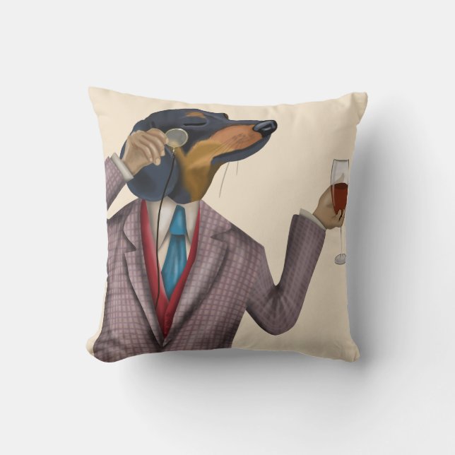 Coussin Dachshund Wine Snob (Recto)