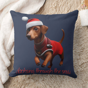 Coussin Dachsing À Travers Le Chien De Saucisse De La Neig