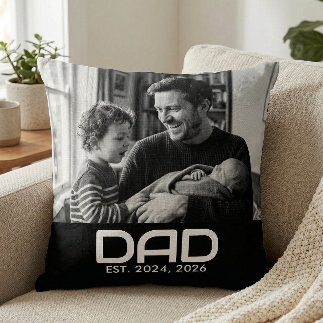 Coussin Dad Established Modern Bold Photo (Créateur téléchargé)