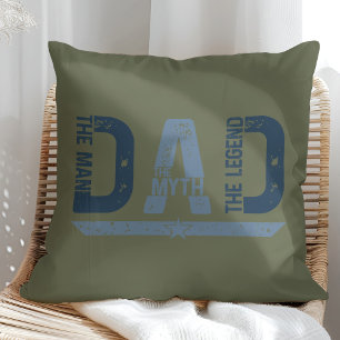 Coussin "DAD The Man Mith Legend" Fête des pères Cadeau