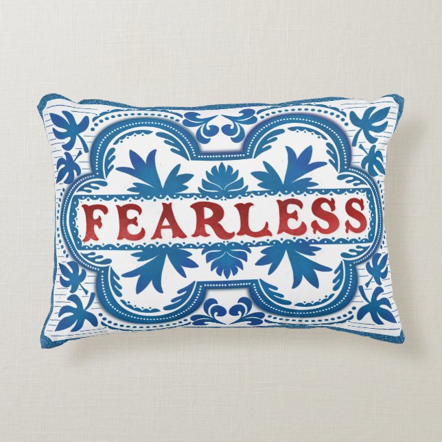 Coussin d'Affirmation Vintage sans peur (Devant)