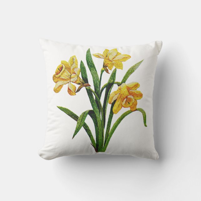 Coussin Daffodiles d'or brodés (Recto)