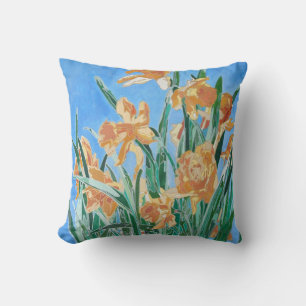 Coussin Daffodiles d'or en fleurs Gras Line Art