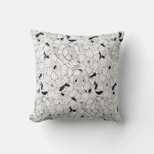 Coussin Daffodiques motif floral printanier