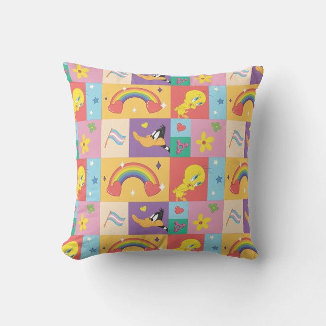 Coussin DAFFY DUCK™ & TWEETY™ - Pride Pattern (Recto)