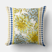 Dahlias jaune bleu avec motif