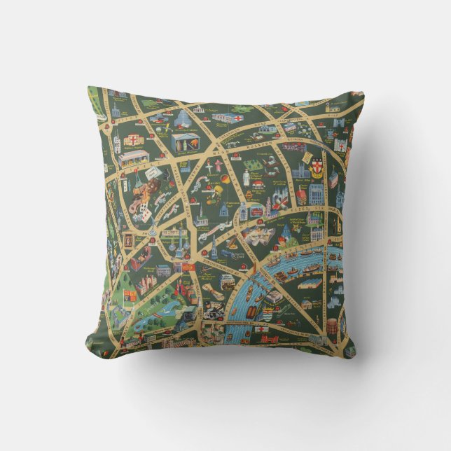 Coussin Daily Telegraph décrivent la carte de Londres (Recto)