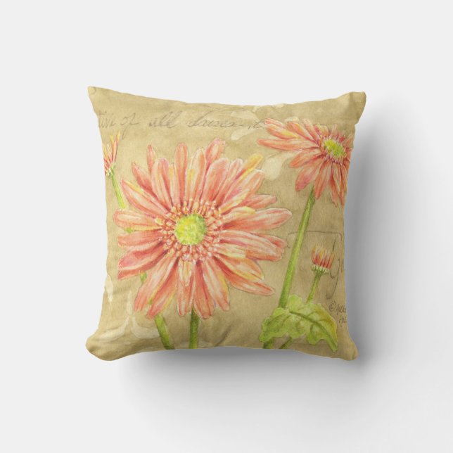 Coussin Daisy Garden Notes Coton 16 x 16 (Recto)