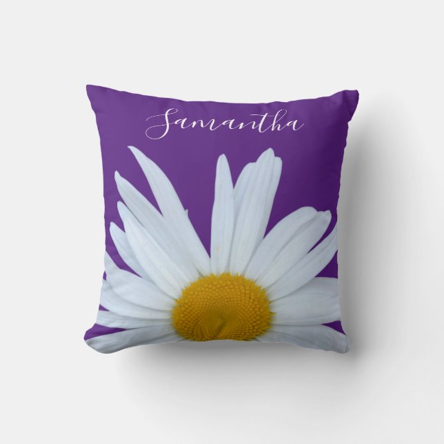 Coussin Daisy Purple White Script (Recto)