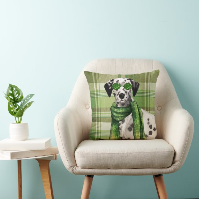 Coussin Dalmatian Dog in Sunglasses and Green Plaid  (Chaise)