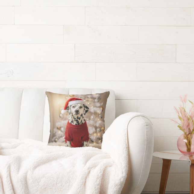 Coussin Dalmatian Dog Wearing a Red Christmas Sweater (Canapé)