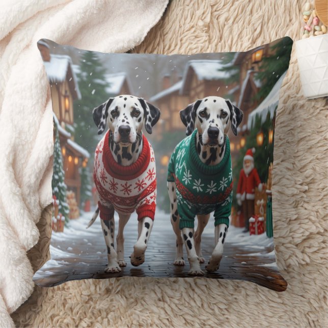 Coussin Dalmatian Dogs Christmas Snow Holiday  (Couverture)
