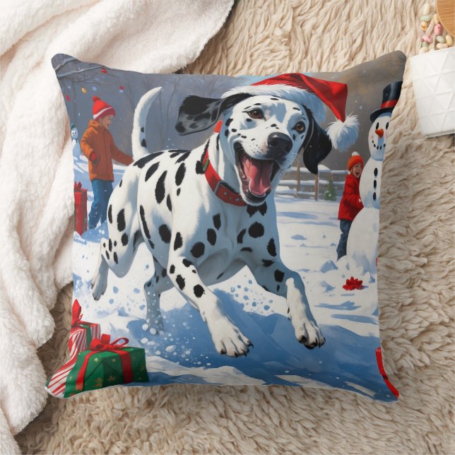 Coussin Dalmatienne coule dans la neige avec Casquette de  (Couverture)
