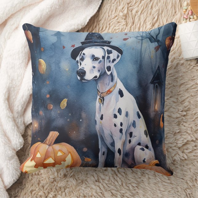 Coussin Dalmation d'Halloween avec effroi Citrouille (Couverture)