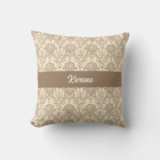 Coussin Damas beige classique (Recto)