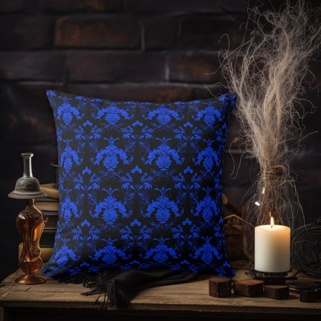 Coussin Damas bleu et noir (Créateur téléchargé)