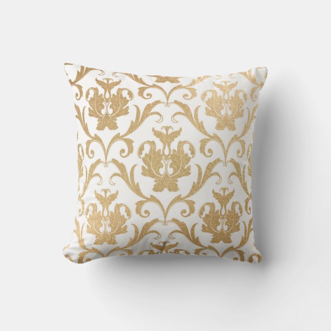 Coussin Damas de tourbillons d'or (Recto)