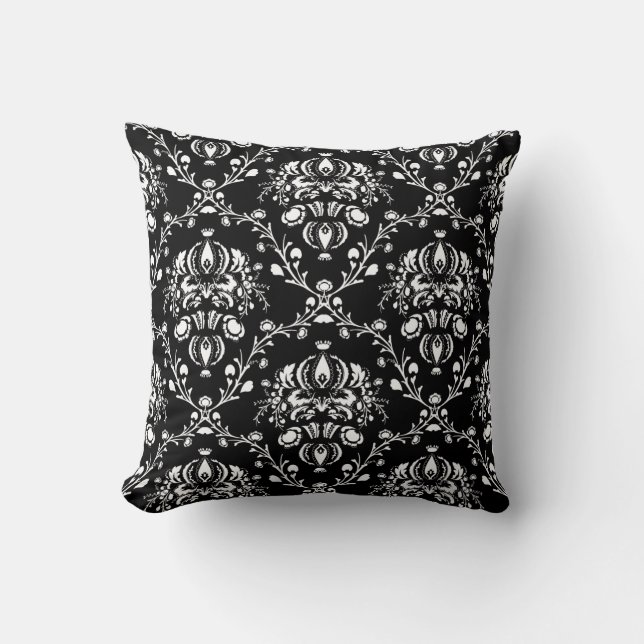Coussin Damas noir et blanc (Recto)