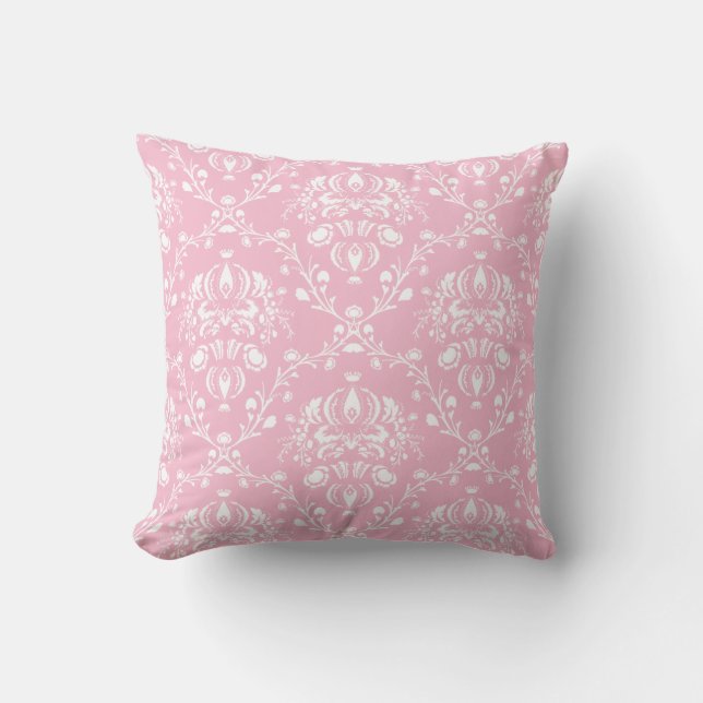 Coussin Damas rose et blanc (Recto)