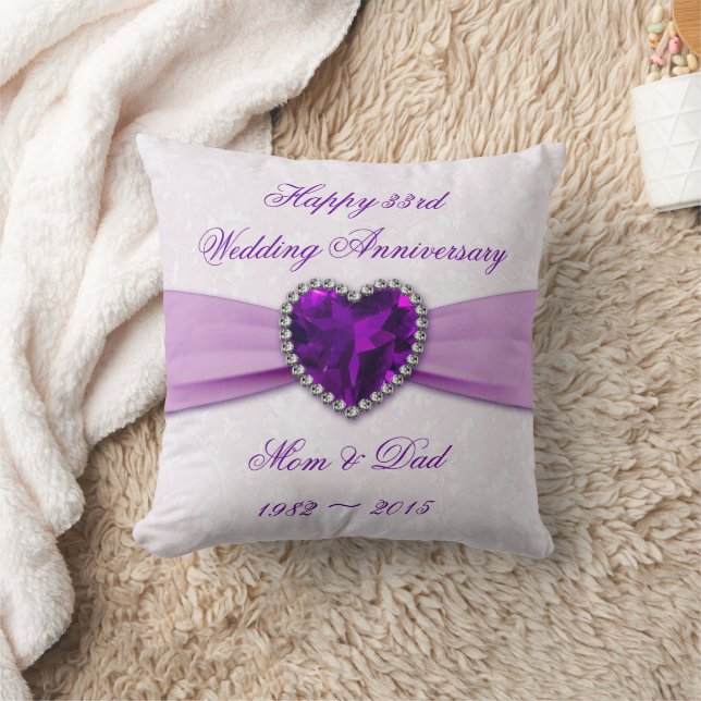 Coussin Damask 33e anniversaire Mariage Jeu d'oreiller (Couverture)