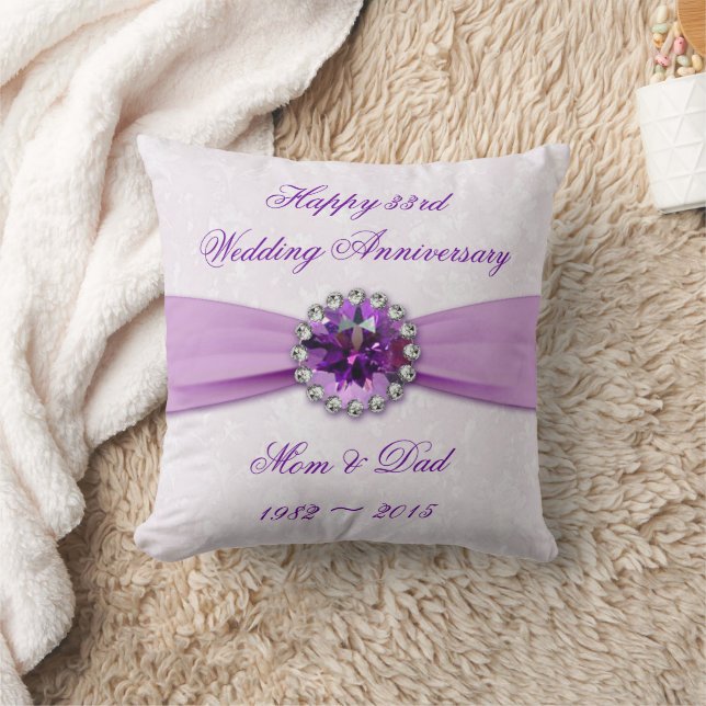 Coussin Damask 33e anniversaire Mariage Jeu d'oreiller (Couverture)