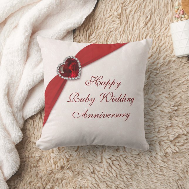 Coussin Damask 40e anniversaire Mariage Jeu d'oreiller (Couverture)