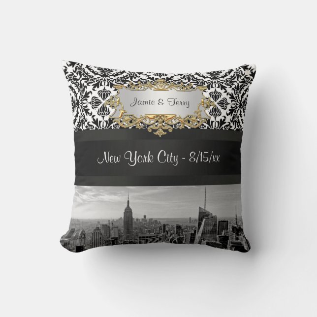 Coussin Damask de NY City Skyline BW 431 (Recto)