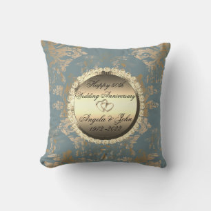 Coussin Damask doré chic 50e anniversaire de mariage