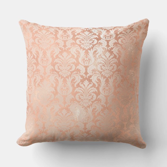 Coussin Damask Royal Metal Cuivre Peach Rose Rose Or (Recto)
