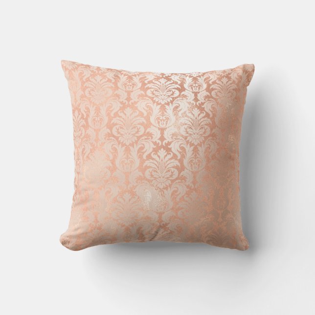 Coussin Damask Royal Metal Cuivre Peach Rose Rose Or (Recto)