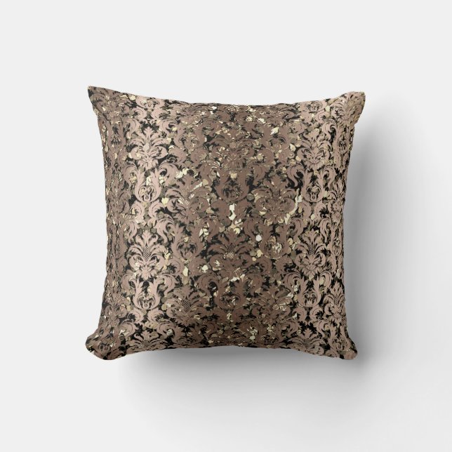 Coussin Damask Royal Sepia Gold Noir Beige Métal (Recto)