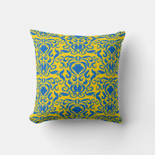 Coussin Damask Ukraine Énergification jaune de la liberté 
