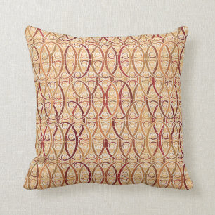 Coussin Damassé d'arabesque - brun et chameau bronzages