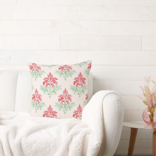 Coussin Damassé de Noël grandmillénaire rouge et vert