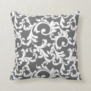 Coussin Damassé élégante gris-foncé