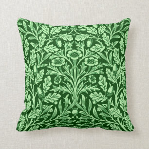 Coussin Damassé florale de Nouveau d'art, vert vert