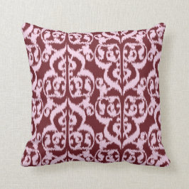 Coussin Damassé maure d'Ikat - Bourgogne et rose