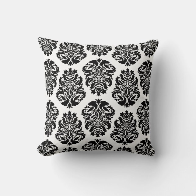 Coussin Damassé noir chic (Recto)