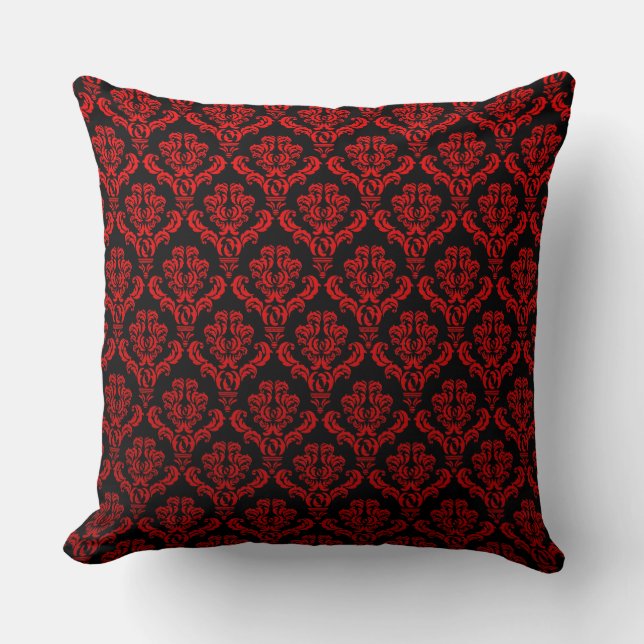 Coussin Damassés rouges sur le noir (Recto)