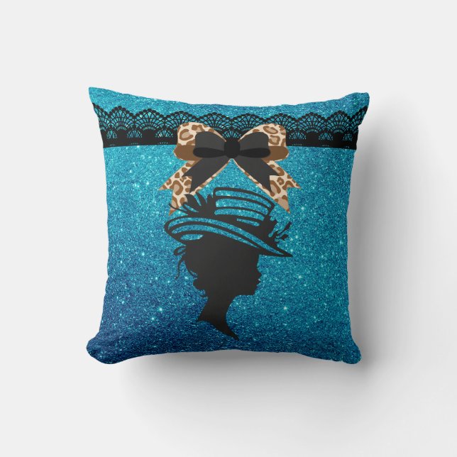 Coussin Dame avec Casquette Royal Blue Faux Parties scinti (Recto)