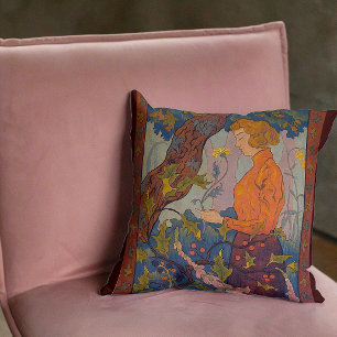 Coussin Dame avec gants de renard