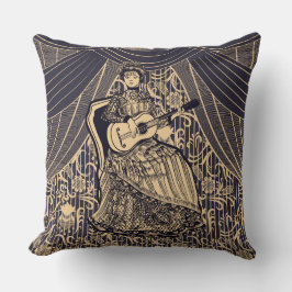 Coussin Dame avec guitare