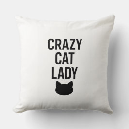 Coussin Dame de chat fou - Drôle cadeau Amoureux des chats